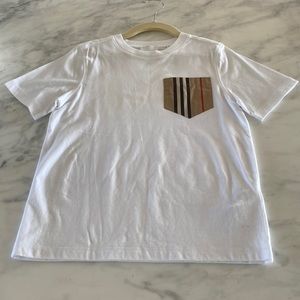 Boys Burberry White shirt w/ Burberry Pocket. Never worn.